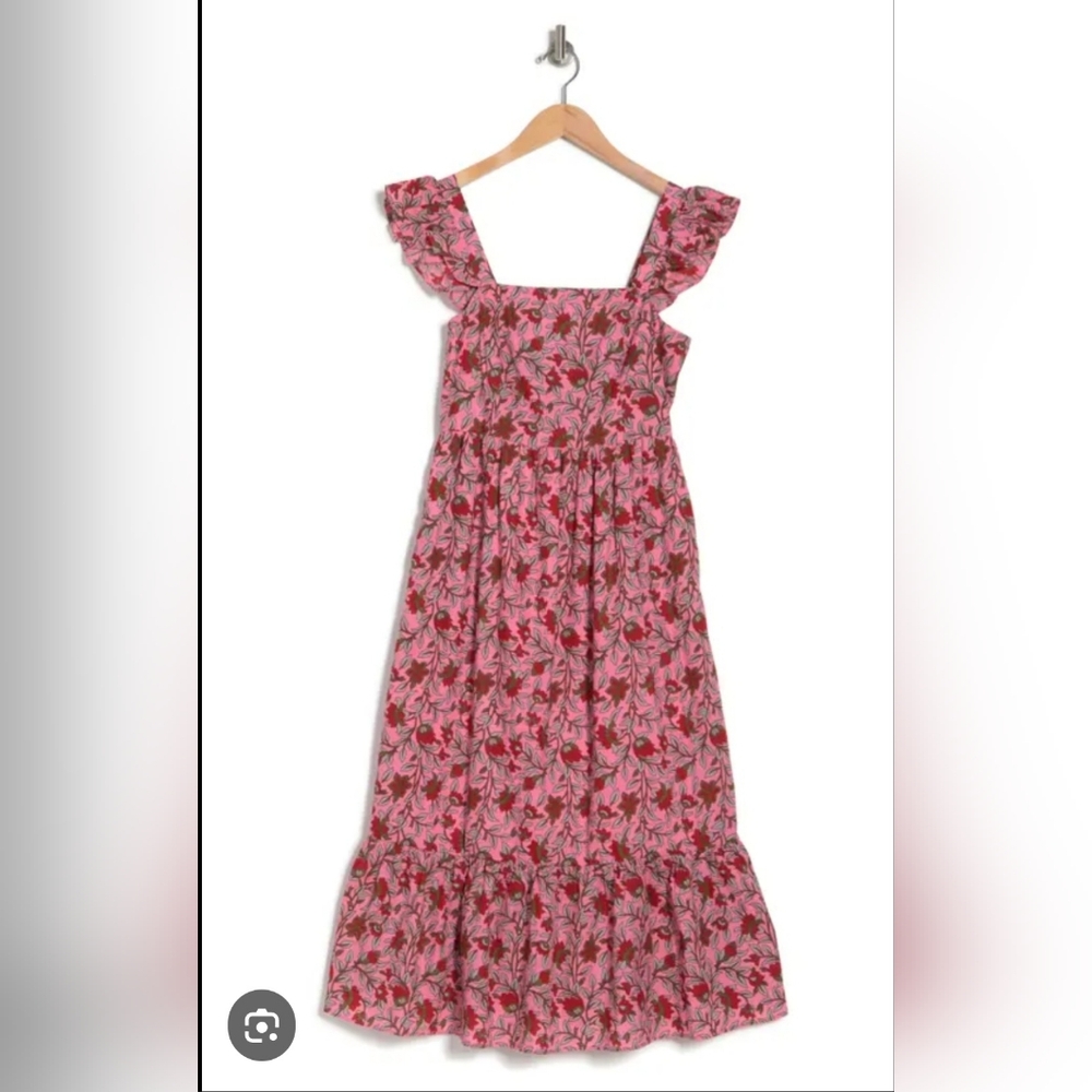 New Maisie N Pink Flutter Sleeve Midi Dress Sz Medium